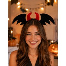 Parti Adresi Cadılar Bayramı Yarasa Kanatlı Şeytan Taç Halloween Aksesuarı Siyah
