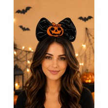 Parti Adresi Cadılar Bayramı Fiyonklu Balkabaklı Taç Halloween Parti Aksesuarı Siyah