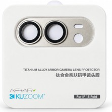 Kuzoom Hd iPhone Duo Katlanabilir Uyumlu Titanyum Armor Ar Tam Kaplama Kamera Lens Koruyucu Beyaz