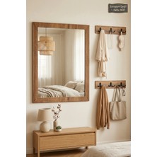 Montesev Antik Ahşap Dekoratif 3 Parça Oda Hol Salon Aynası Raflı Aynalı Askılık Set Portmanto Banyo Lavabo Duvar Antre Raflı Askılı Ayna Dk-Ayn7