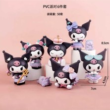 Tr Kuromi Mini Figür Seti 6'li, Pvc Anime Karakter Koleksiyon, 4-8 cm