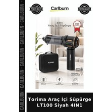 Carlburn Özel Üretim Torima Araç Içi Süpürge LT100 Siyah 4ın1 Mini Cihaz Şarjlı Model Küçük Boyut