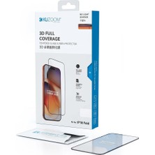 Kuzoom Hd iPhone Duo Katlanabilir Dış Ekran Uyumlu 3D Full Coverage Tam Kaplayan Şeffaf Cam