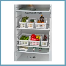 Bezos 6?lı Buzdolabı Organizeri Düzenleyici Çok Amaçlı Dolap Düzenleyici Beyaz 12X30X14 cm MBT06