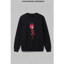 Zoka Wear Hazbin Hotel Alastor2 Ön Baskılı Bisiklet Yaka Sweatshirt