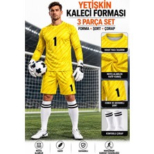 Taha spor Uzun Kollu Yetişkin Kaleci Forması Şortlu Sarı