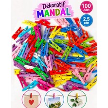 Neler Geldi Neler 100 Adet Mini Mandal Minik Mandal Dekoratif Süsleme Renkli Mini Ahşap Mandal  Fotoğraf Mandalı Not Asma Mandalı