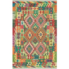 Tr Cotton 527 Çok Renkli Etnik Desen Kilim, 77 x 150