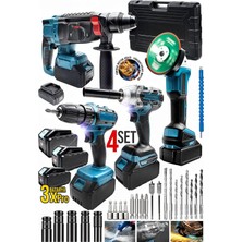 Tr 58V Profesyonel Şarjlı 4'lü Set, Batarya Enerjili, Darbeli Matkap, Hilti, Taşlama, Somun Sık
