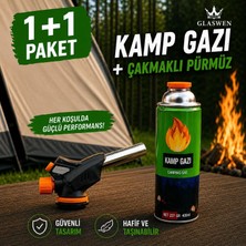 Tr 1+1 Çakmaklı Pürmüz Yedek Kartuşu Kamp Gazı 400 ml Piknik Kamp Mangal Mutfak Ateş Tutuştu