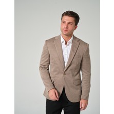 Bonesti Erkek Slim Fit Blazer Ceket Bej Kırçıllı