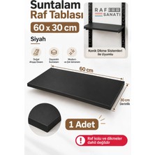 Raf Sanatı 1 Adet - Suntalam Raf Tablası 60X30 cm Siyah Ahşap Raf Konik Dikme Sistemleri ile Uyumlu