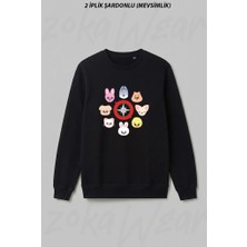 Zoka Wear Skzoo Stray Kids Stray Kids K Pop Ön Baskılı Bisiklet Yaka Sweatshirt