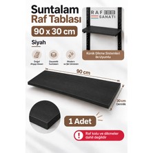 Raf Sanatı 1 Adet - 90X30 cm Suntalam Mağaza Rafı Siyah Geniş Ahşap Raf Tablası Konik Dikme Uyumlu