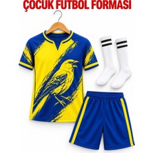 Taha spor Isim Yazılır Fenerbahçe Sarı Lacivert Kanarya Baskılı Taraftar Çocuk Forma Seti 4 Parça