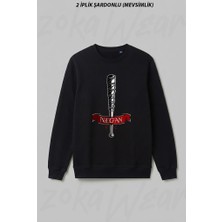 Zoka Wear Walking Dead Negan Dizi Tisort Zokawmc Ön Baskılı Bisiklet Yaka Sweatshirt