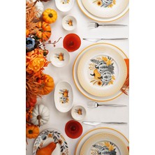 Tr Kütahya Porselen Bone Pumpkin 14 Parça 6 Kişilik Kahvaltı Takımı