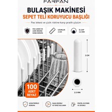 Tr 100 Adet Beyaz Bulaşık Makinesi Sepet Ucu Plastik Kapak - Pas ve Çizilme Önleyici Koruyucu -