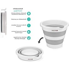 Mythriva 12 Litre Katlanabilir Kova, Akordiyon Tasarım, Gri Renk