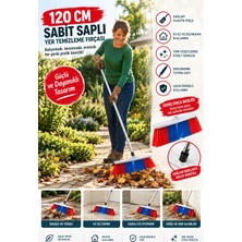 Primeaks 120 cm Metal Saplı 40 cm Sert Kıllı Bahçe Fırçası Otopark Garaj Zemin Temizlik Fırçası Seti