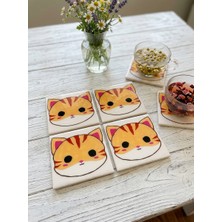 Color Craft Seramik Bardak Altlığı | 4'lü El Yapımı Bardak Altı Seti | Çay Kahve Sunum