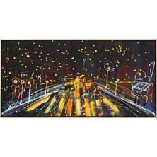 Simurg Sanatevi Gece Yağlı Boya Tablosu - Tuval Üzerine El Yapımı - 160 x 80 cm