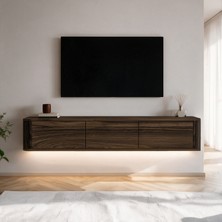 İnarch Dizayn Inarch Dizayn Yoyo LED Işıklı Duvara Monte Tv Sehpası - 3 Kapaklı Modern Tv Konsolu;