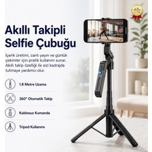 Tr Akıllı Takipli Selfie Çubuğu 1.8 Metre 360° Döner Kumandalı Telefon Tripodu