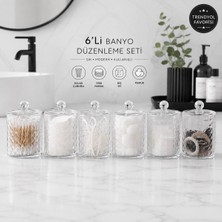 Elarque 6'lı Banyo ve Makyaj Düzenleyici Seti, Organizer ve Pamukluk
