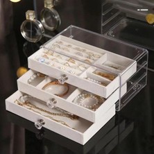 Elarque 3 Katlı Toz Korumalı Takı Kutusu, Küpe ve Saklama Için Güvenli Organizer