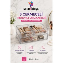 Elarque Şeffaf 3 Çekmeceli Kozmetik ve Takı Organizeri 23X14X10 cm