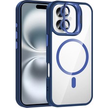 Acex iPhone 16 Plus Magsafe Uyumlu Şeffaf Manyetik Telefon Kılıfı Standlı Kamera Korumalı Darbeye Dayanıklı Premium Kapak Lens Hediyeli