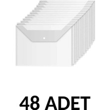 Tr 48 Adet Şeffaf A4 Çıtçıtlı Dosya Zarf Dosya
