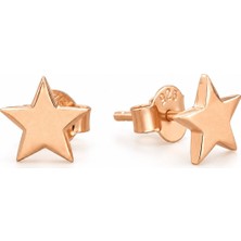 Afrodit Silver 925 Ayar Gümüş Rose Gold Minimal Yıldız Tasarımlı Kadın Küpe