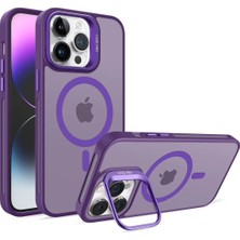 Acex iPhone 13 Pro Max Uyumlu Magsafe Kılıf Mıknatıslı Standlı Darbeye Dayanıklı Mat Şeffaf Arka Kapak Lens Hediyeli