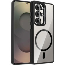 Acex Samsung Galaxy S25 Plus Magsafe Uyumlu Şeffaf Manyetik Telefon Kılıfı Standlı Kamera Korumalı Darbeye Dayanıklı Premium Kapak Lens Hediyeli