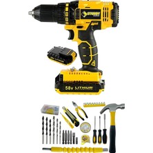 Elarque 58V 8AH Lion Çift Akülü Turbo Şarjlı Matkap 99 Parça Seti