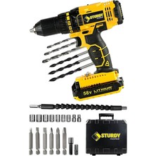 Elarque 58V 8AH Darbeli Metal Şanzıman Çift Akülü Vidalama