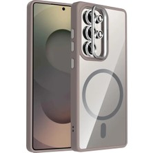 Acex Samsung Galaxy S25 Plus Magsafe Uyumlu Şeffaf Manyetik Telefon Kılıfı Standlı Kamera Korumalı Darbeye Dayanıklı Premium Kapak Lens Hediyeli