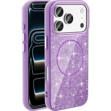 Acex iPhone 18 Pro Max Uyumlu Magsafe Simli Kılıf Parlak Işıltılı Tasarım Kamera Lens Korumalı Darbeye Dayanıklı Kapak