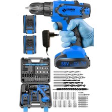 Elarque Japon Technology 58V 8AH Metal Şanzıman Şarjlı Çift Akülü Vidalama 27PRÇ