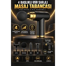 Elarque Kablosuz USB Masaj Tabancası, Ayarlanabilir Hız, 4 Başlık, Rahatlatıcı Kullanım