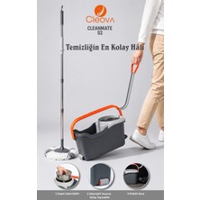 Elarque Cleanmate S2 Pedallı Mop Temizlik Seti Tekerlekli Kova Çıkarılabilir Çelik
