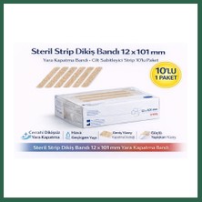 Vintessy Vıntessy Steril Strip Dikiş Bandı 12 x 100 mm Yara Kapatma Bandı Cilt Sabitleyici Strip 6'lı 1 Paket BZS01