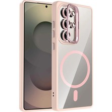 Acex Samsung Galaxy S25 Magsafe Uyumlu Şeffaf Manyetik Telefon Kılıfı Standlı Kamera Korumalı Darbeye Dayanıklı Premium Kapak Lens Hediyeli