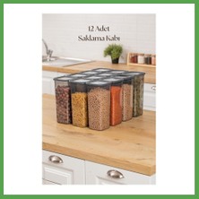 Bezos 12'li Kavanoz Seti & Saklama Kabı & Erzak Kabı 12X1900 ml (20 Lı Etiket Hediyeli) Mgc