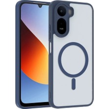 Acex Xiaomi Redmi A7 Pro Uyumlu Magsafe Manyetik Şarj Destekli Mat Şeffaf Kılıf, Kamera Korumalı, Darbeye Dayanıklı, Lacivert Çerçeveli Ince Tasarım
