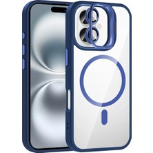 Acex iPhone 16 Magsafe Uyumlu Şeffaf Manyetik Telefon Kılıfı Standlı Kamera Korumalı Darbeye Dayanıklı Premium Kapak Lens Hediyeli