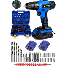 Elarque Professıonel Tools 58V8AH Metal Şanzuman Şarjlı Çift Akülü Vidalama 27PRÇ