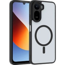 Acex Xiaomi Redmi A7 Pro Uyumlu Magsafe Manyetik Şarj Destekli Mat Şeffaf Kılıf, Kamera Korumalı, Darbeye Dayanıklı, Lacivert Çerçeveli Ince Tasarım